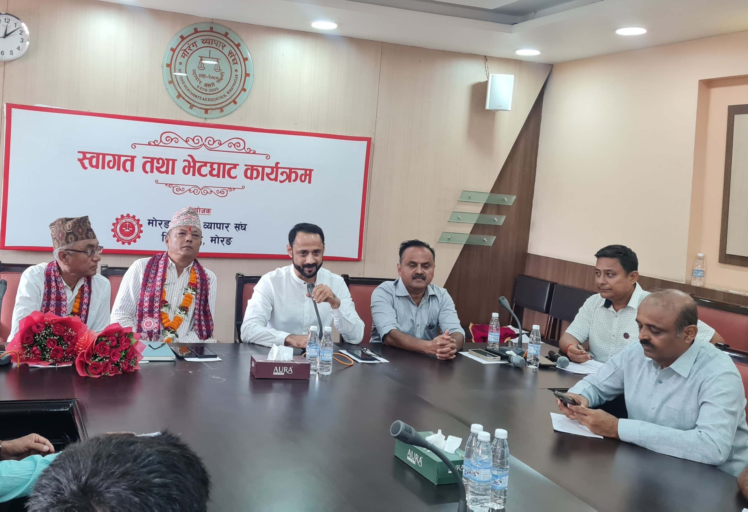सुनसरीका पदाधिकारीलाई मोरङ व्यापार संघको स्वागत