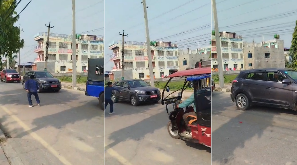 विराटनगर विमानस्थमा महेश बस्नेतको गाडीमा रातो मसी छ्यापियो, एक जना जेनजी युवा पक्राउ