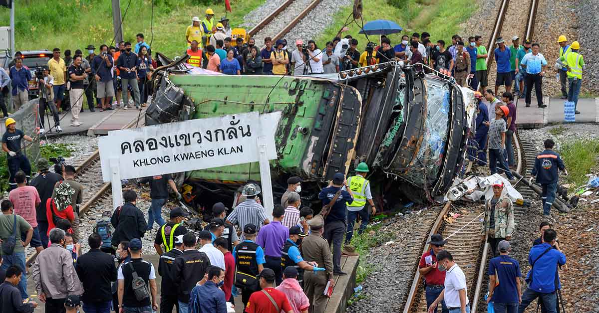 थाईल्याण्डमा रेलमा क्रेन खस्दा कम्तिमा २२ को मृत्यु