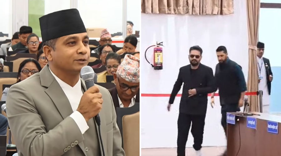 सभापति लामिछाने र प्रधानमन्त्री शाह सदनबाट निस्कँदा रुलिङको माग